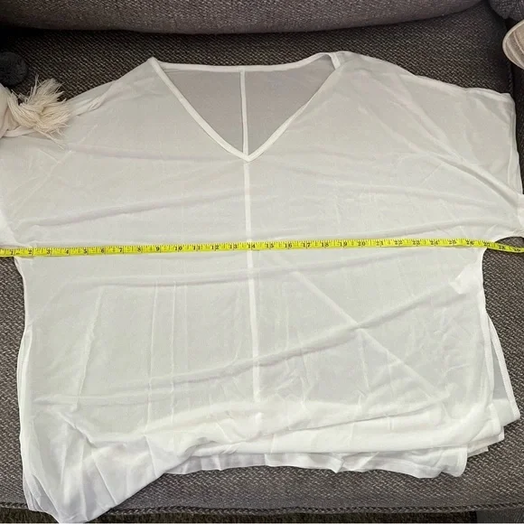 Sheer White V-Neck Blouse or Swimsuit Coverup​​ - Picture 5 of 5